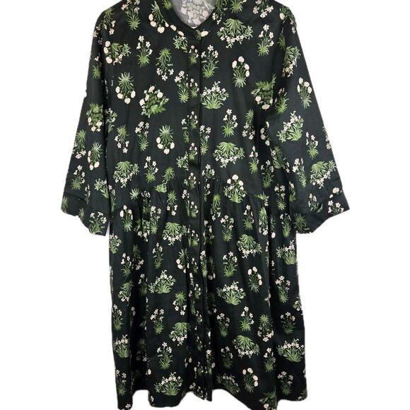 Tuckernuck Dresses & Skirts - Tuckernuck Viridian Stamped Bouquets Royal Shirt Dress Green Floral PREPPY XL